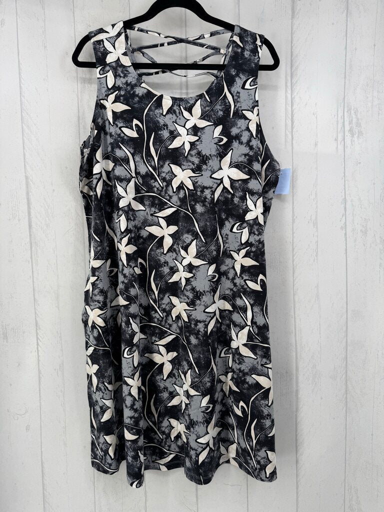 1X flo print slvls dress