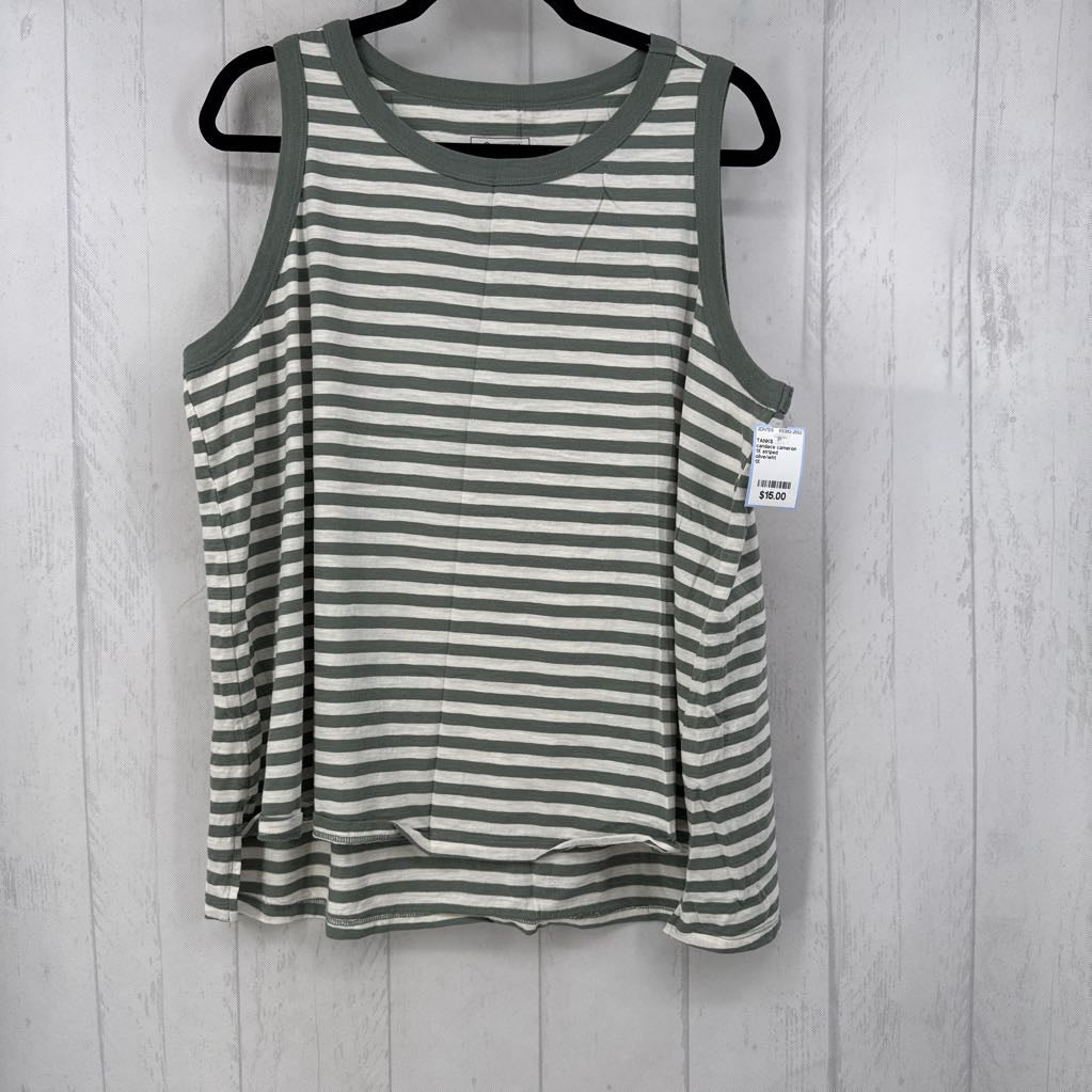 1X striped crewneck tank