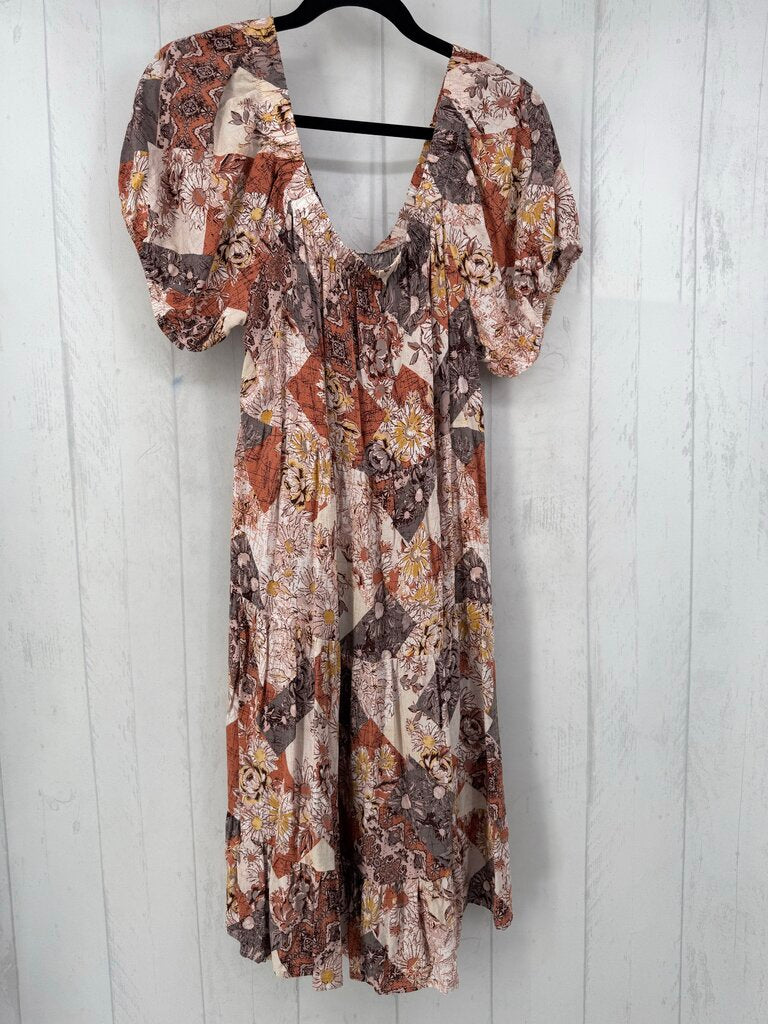 XL flo print s/s dress