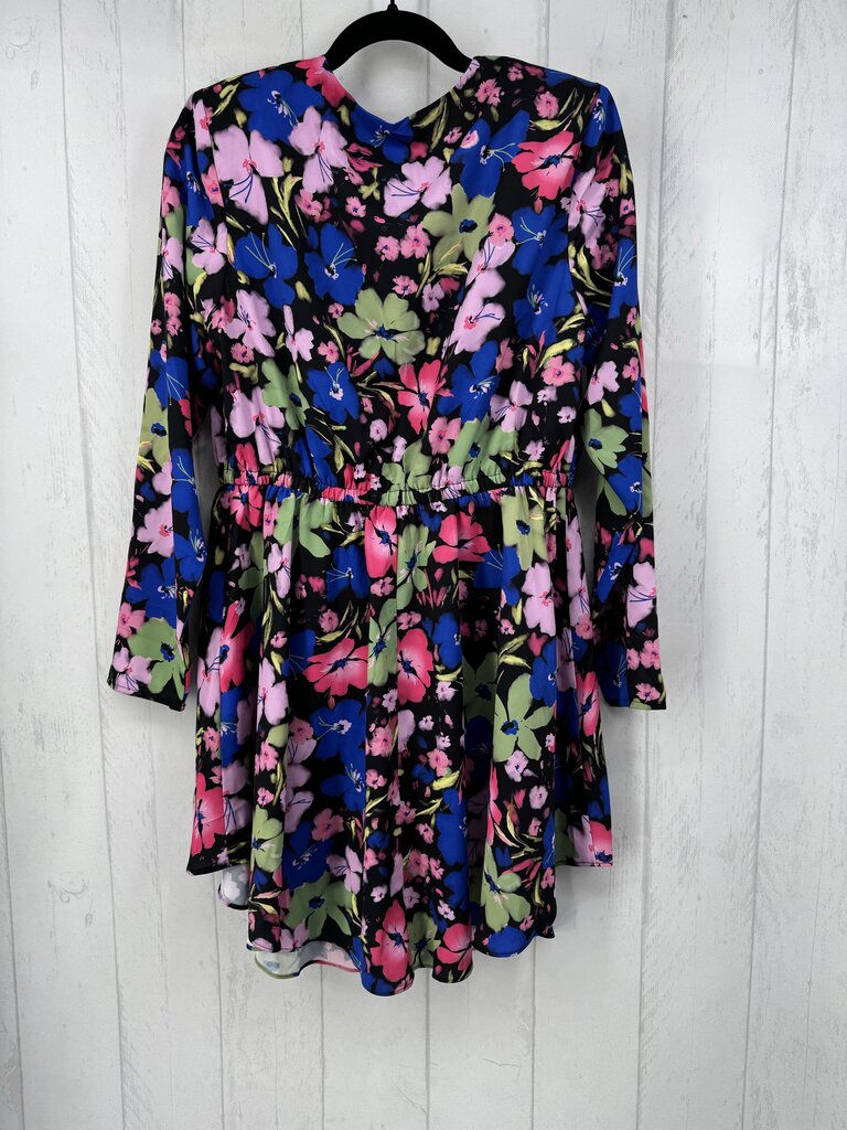 1X crossover flo print l/s dress