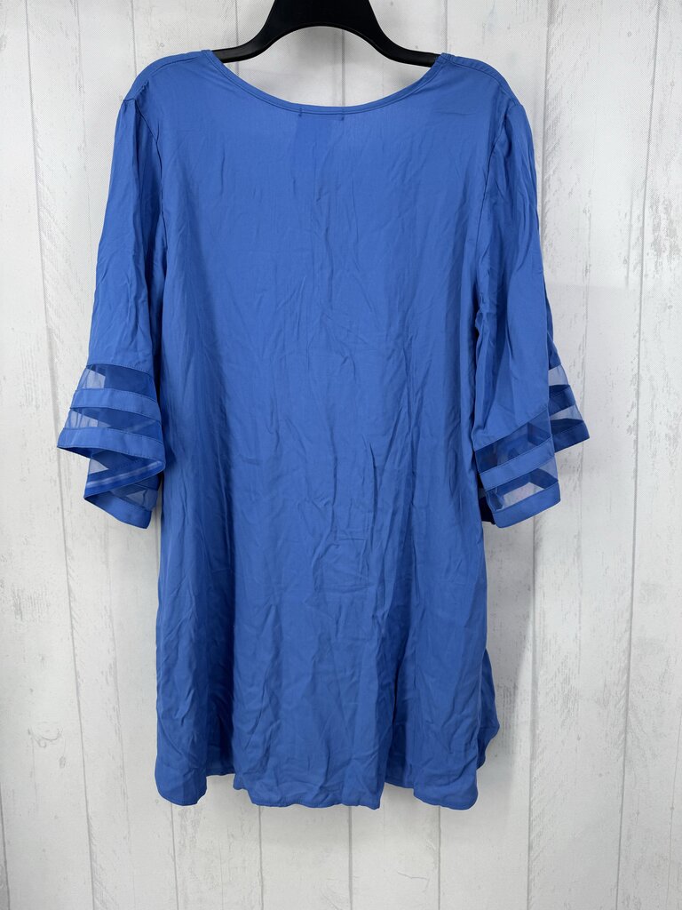 L v-neck sheer stripe slv tunic