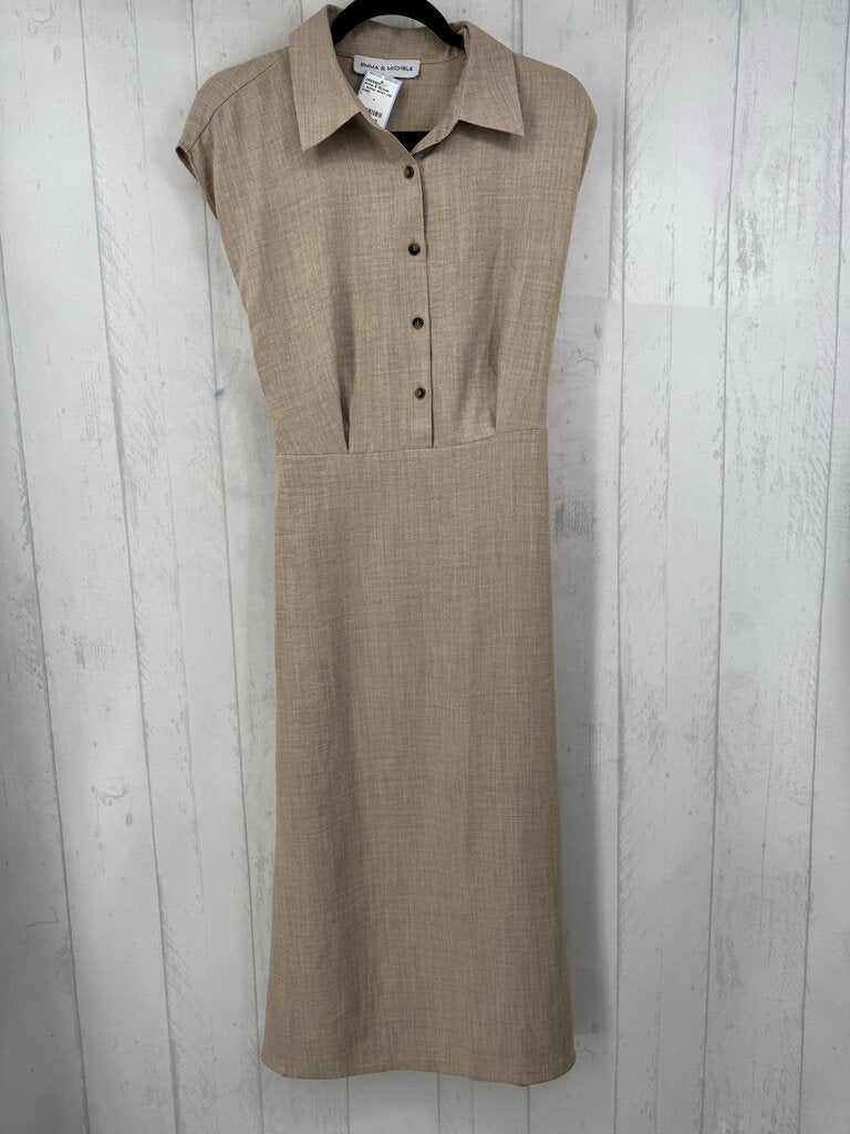 L button down cap slv dress
