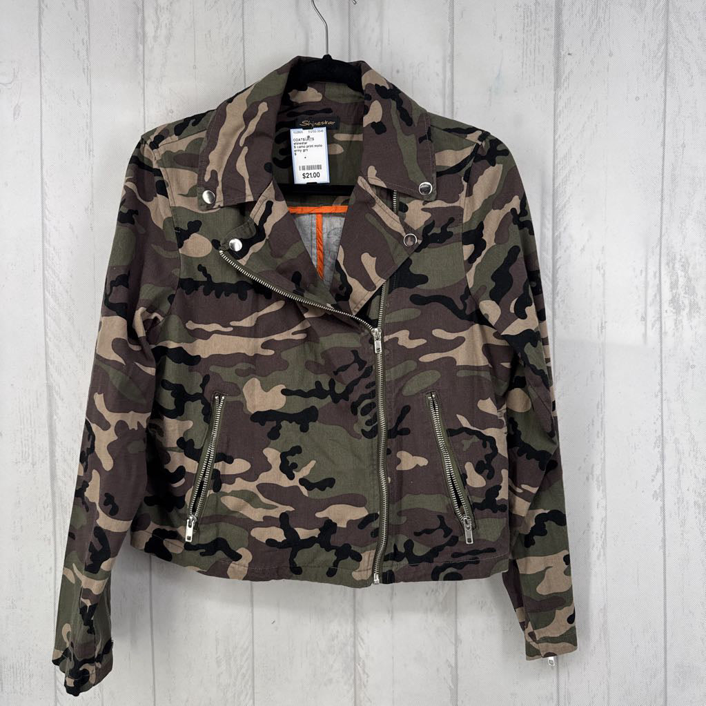 S camo print moto jacket