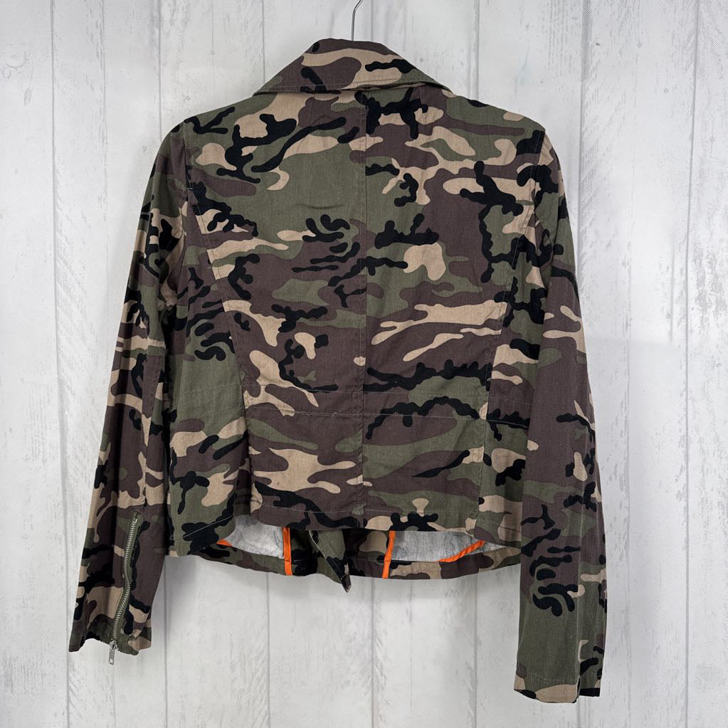 S camo print moto jacket