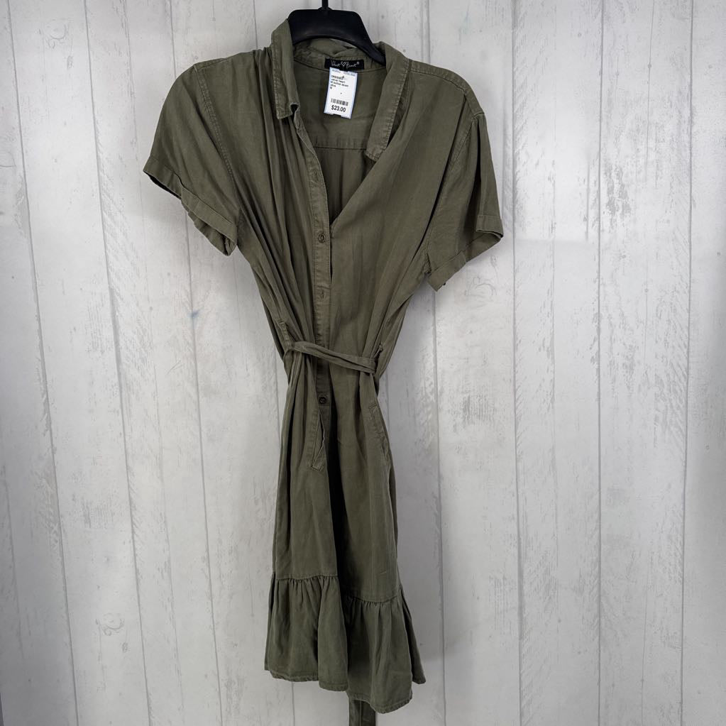 M button down belted s/s dress