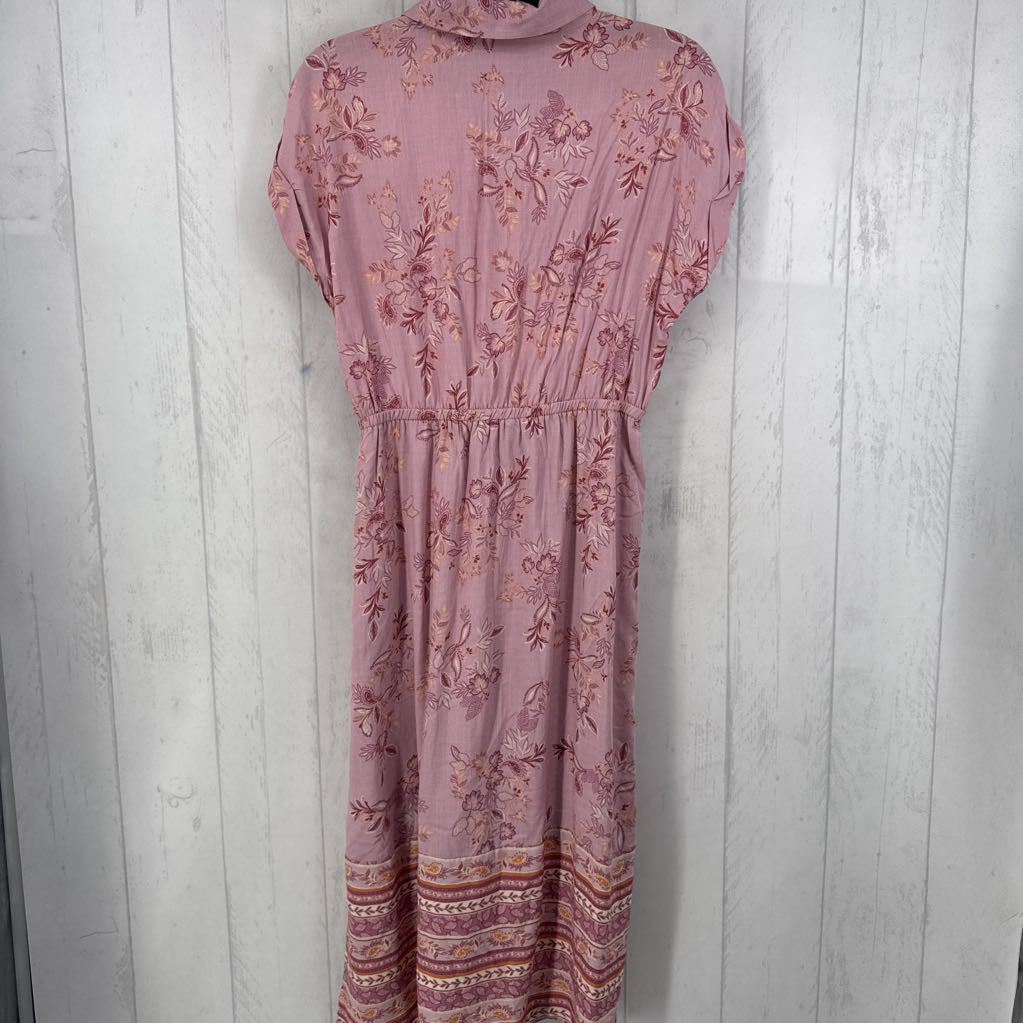 S flo print button down s/s dress