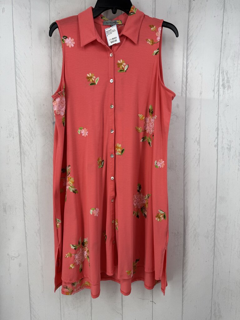 M flo embroidered button down slvls dress