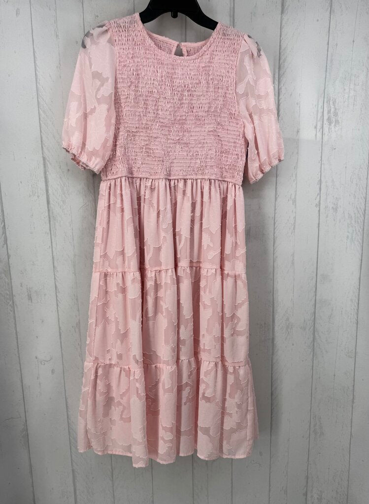 XL smocked jacquard s/s tiered dress