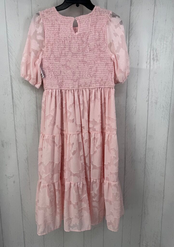XL smocked jacquard s/s tiered dress