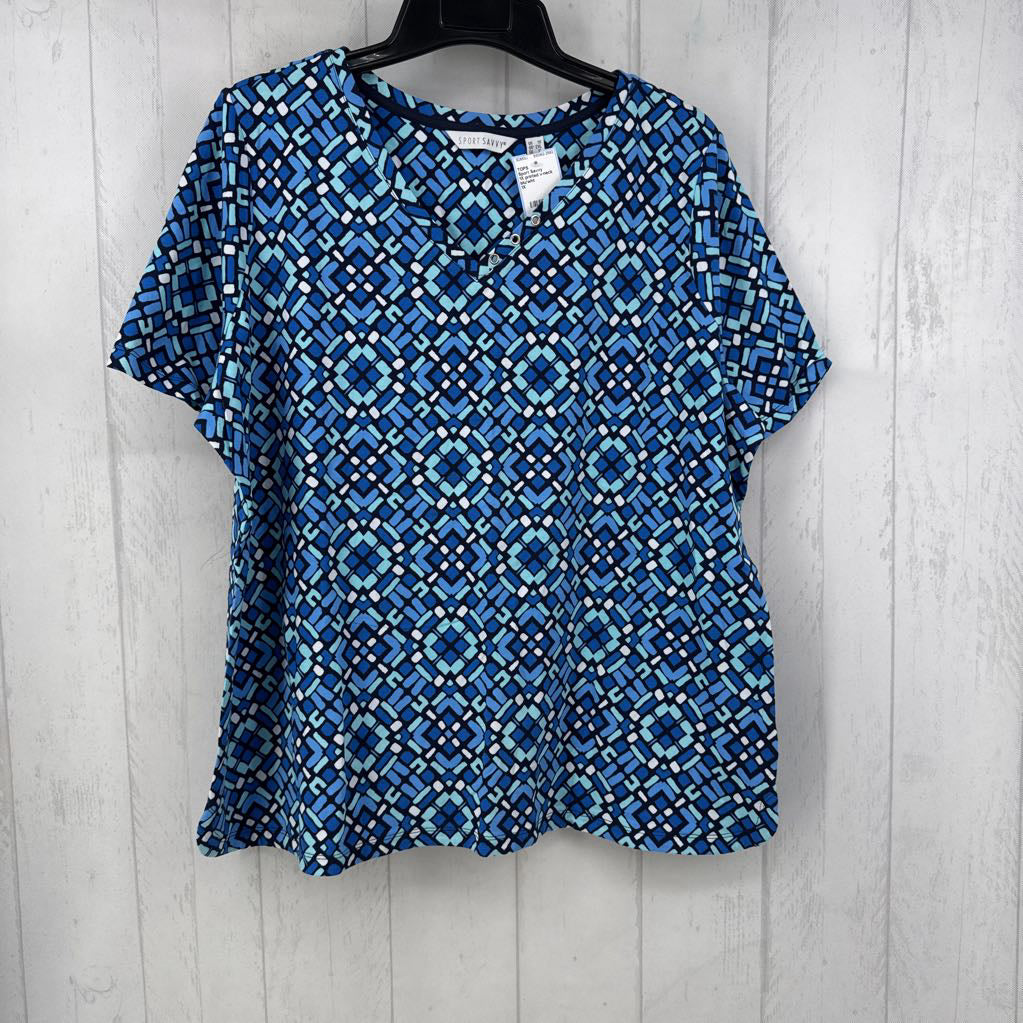 1X printed v-neck s/s tee