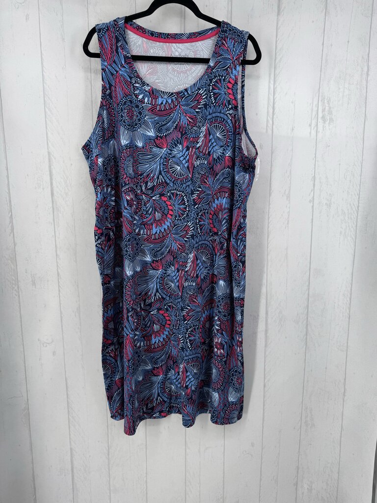 2X flo print slvls dress