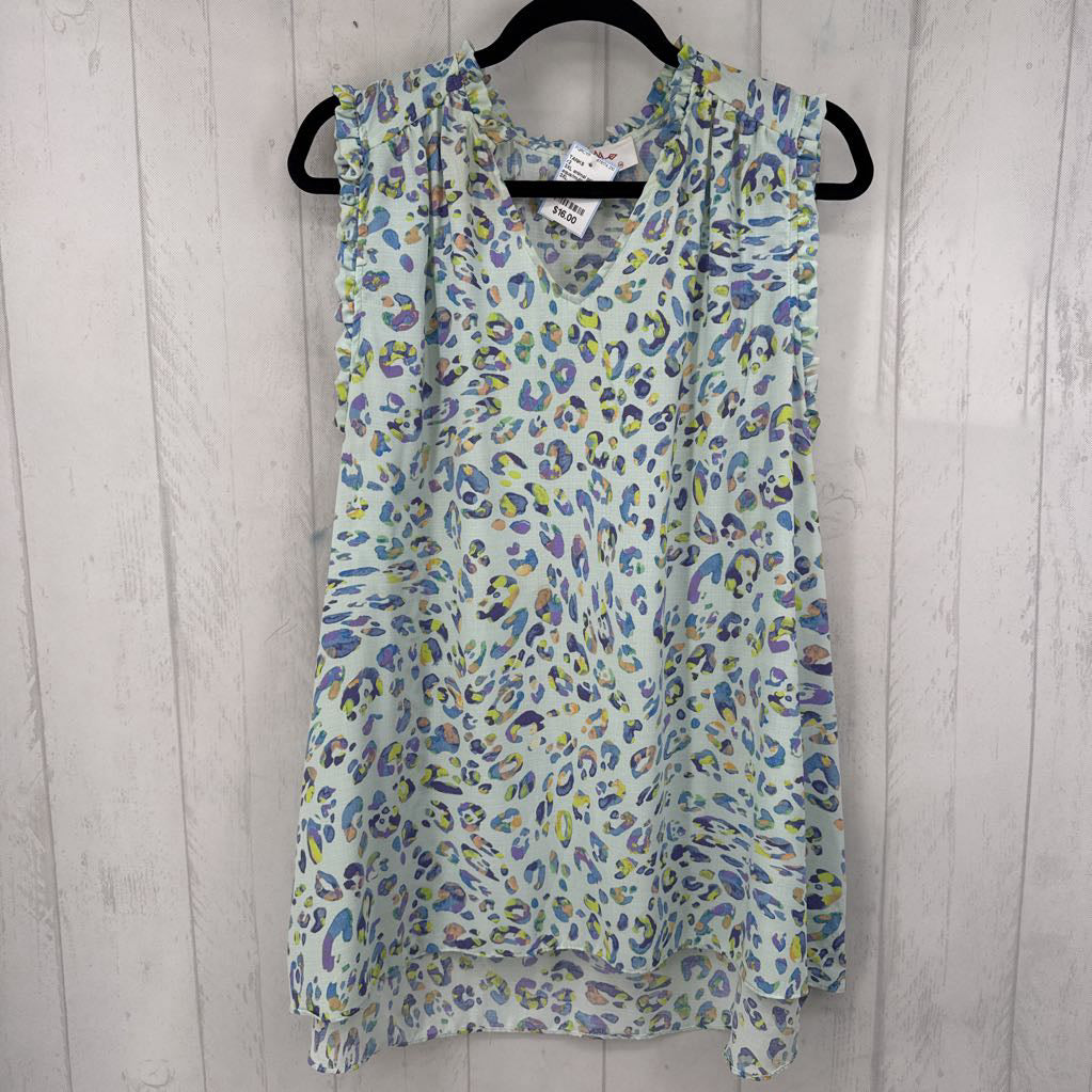 3XL animal print v-neck flowy tank