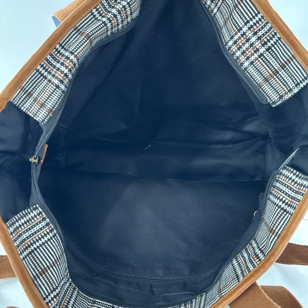 plaid tote bag