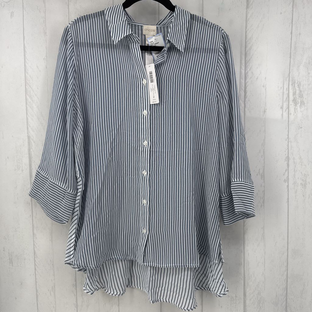 R89 L striped button down l/s top