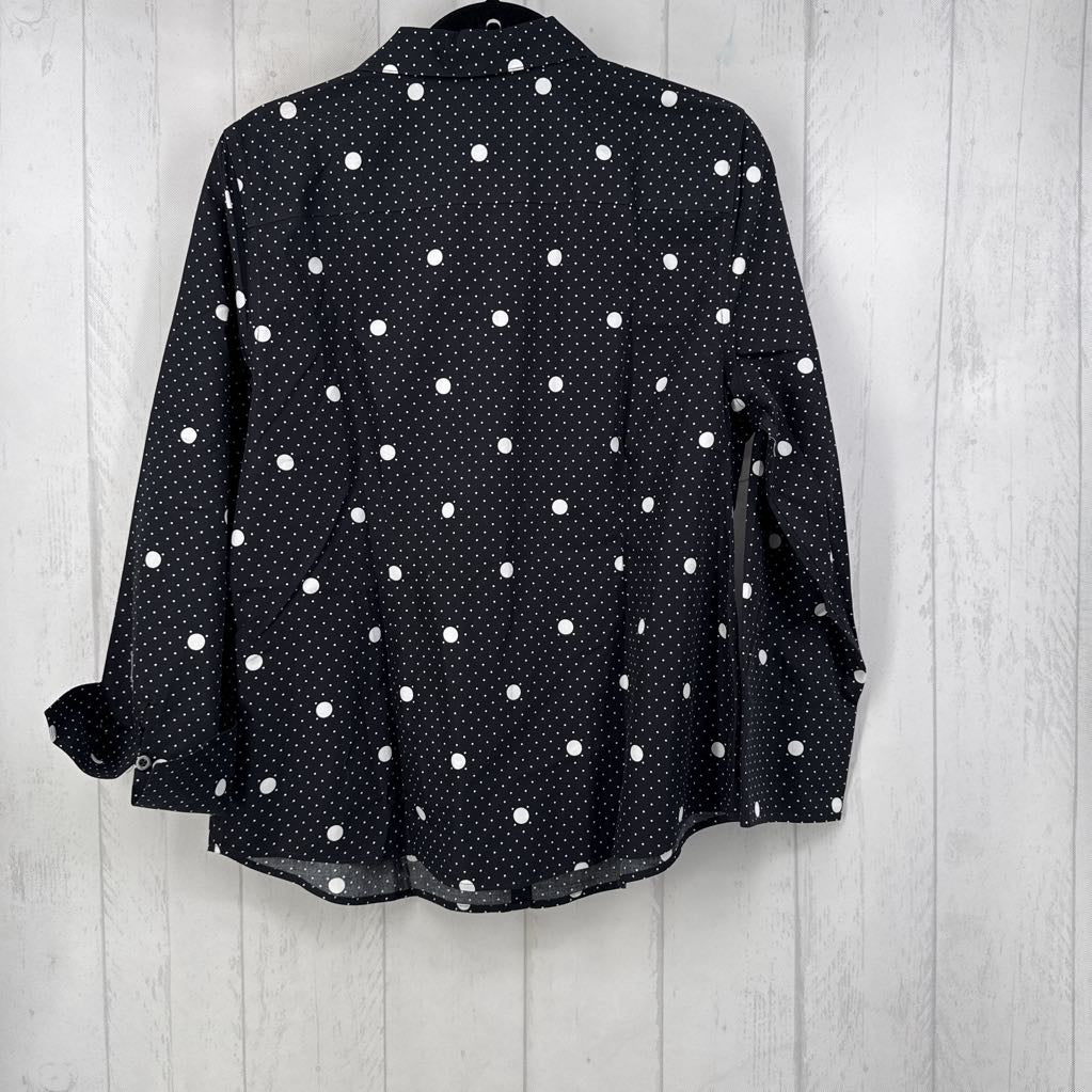 R85 L polka dot button down 3/4 slv top