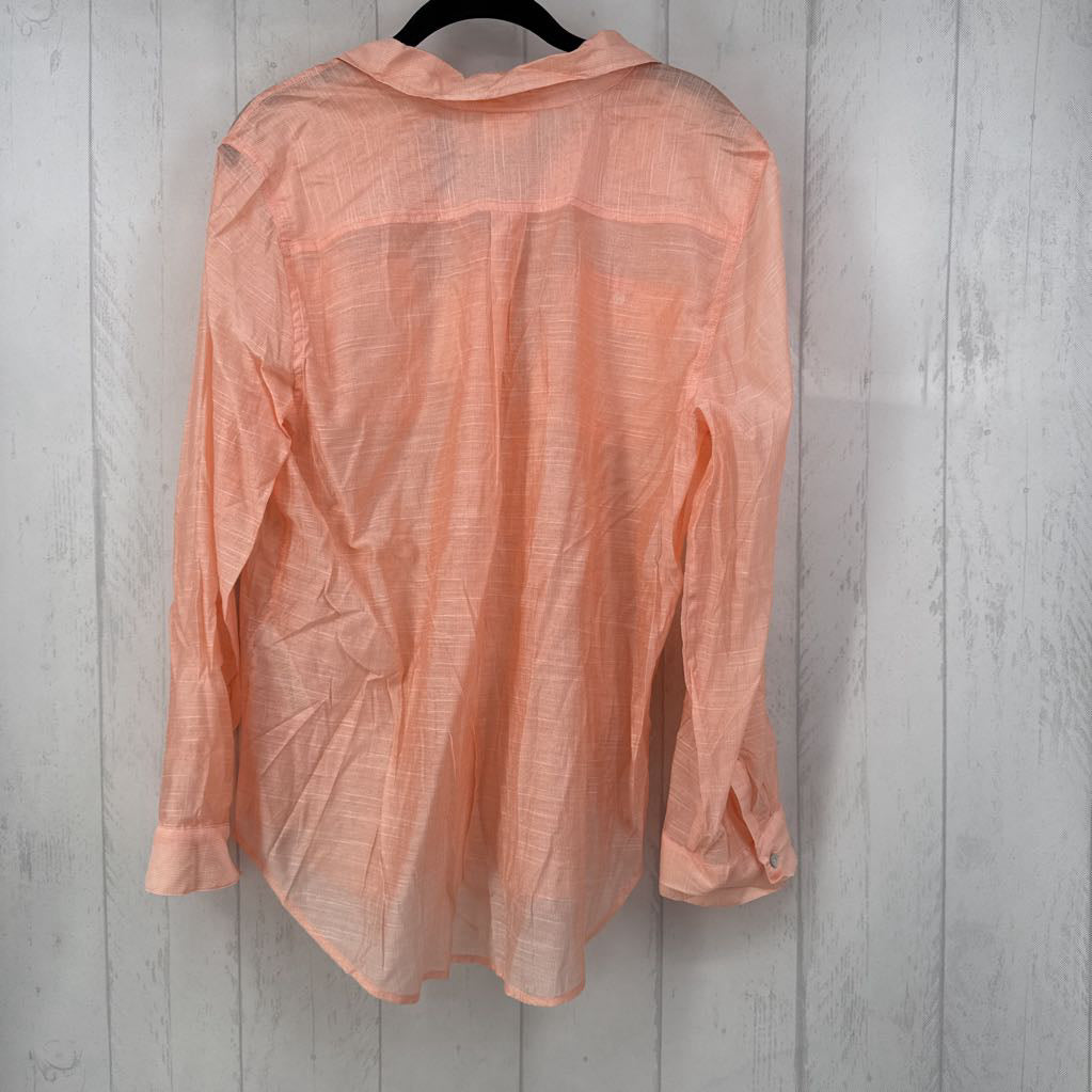 R60 L semi-sheer button down l/s top