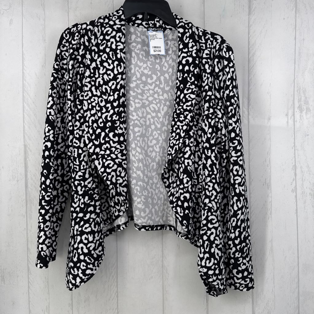 S animal print open front blazer