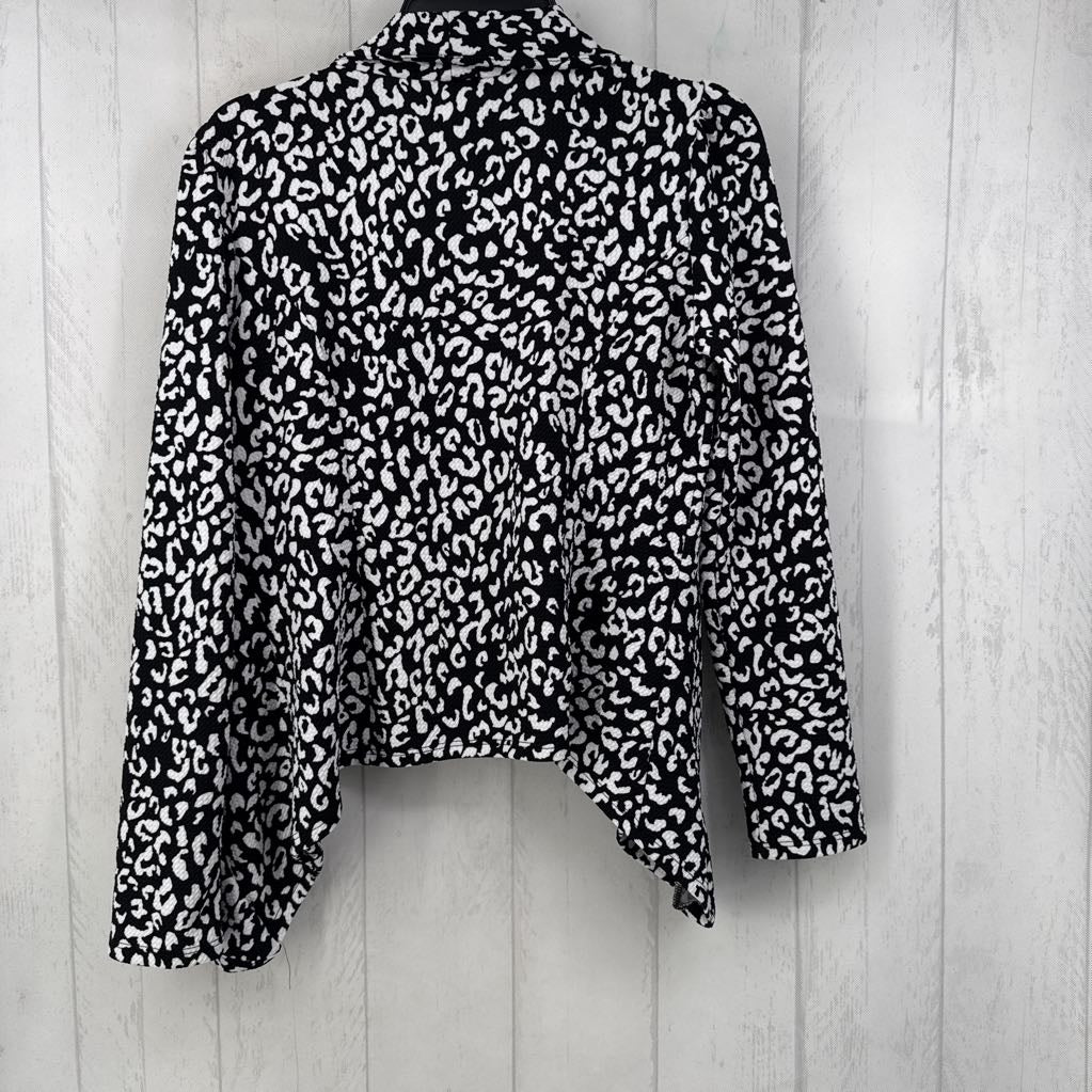 S animal print open front blazer
