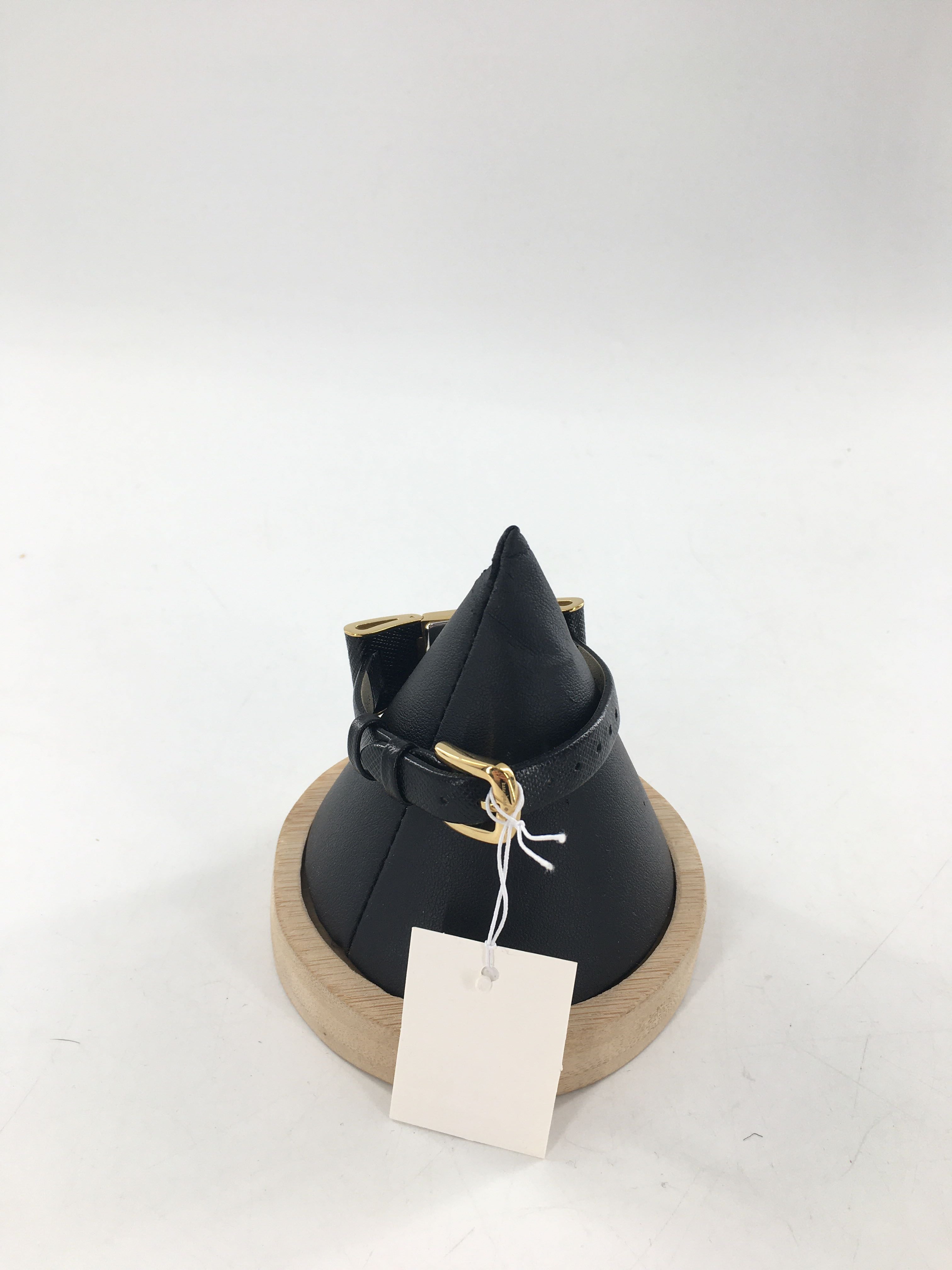 black leather bow watch