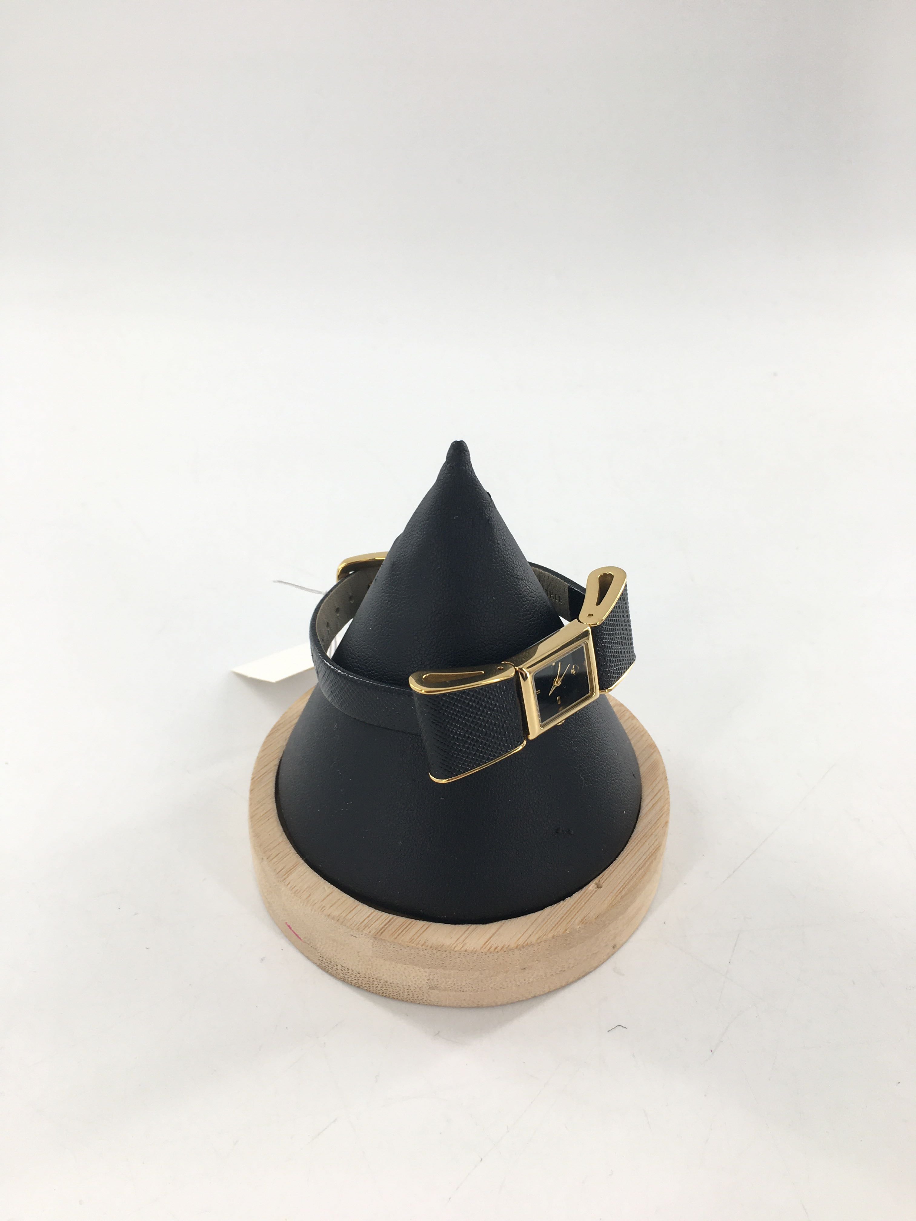 black leather bow watch