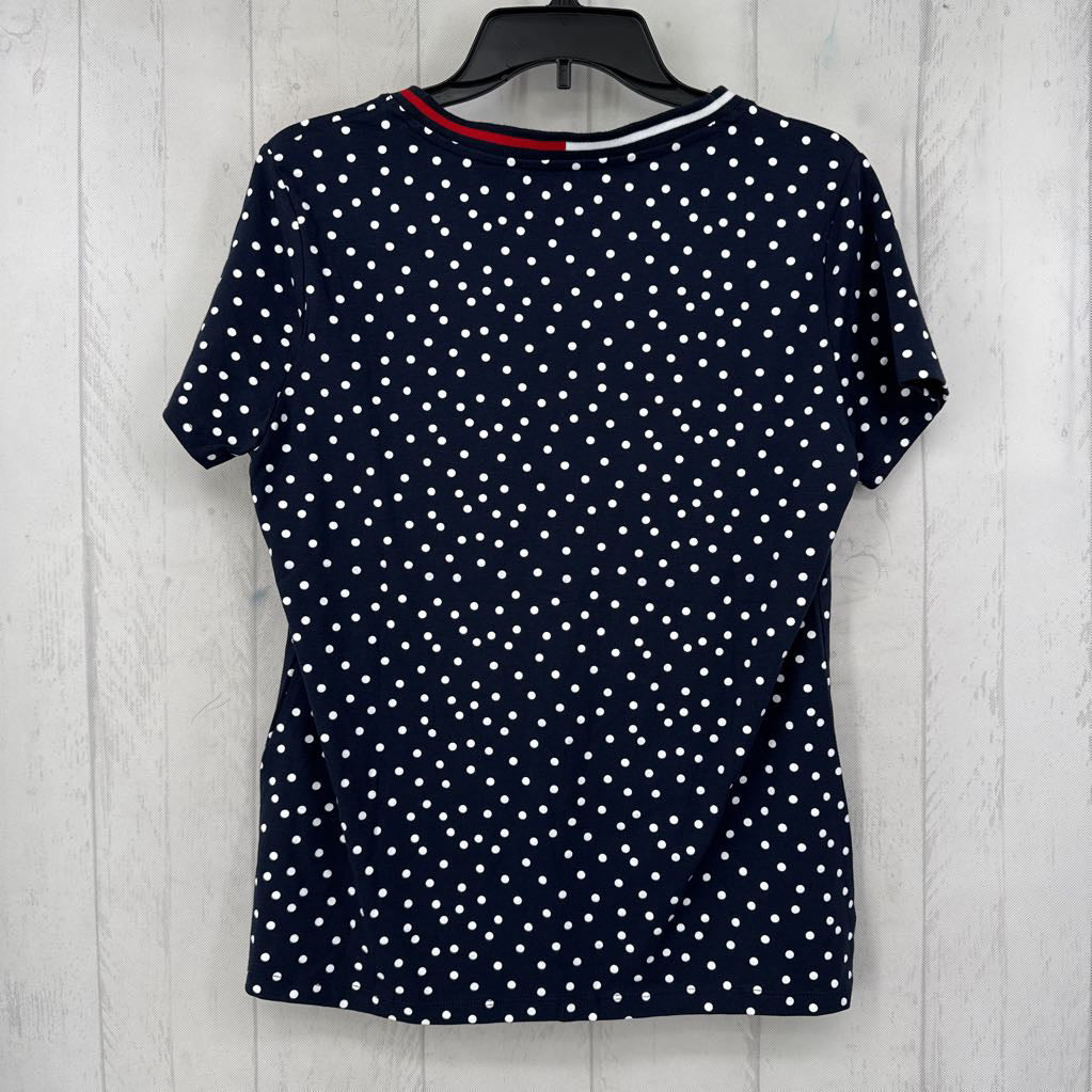 M polka dot v-neck s/s tee