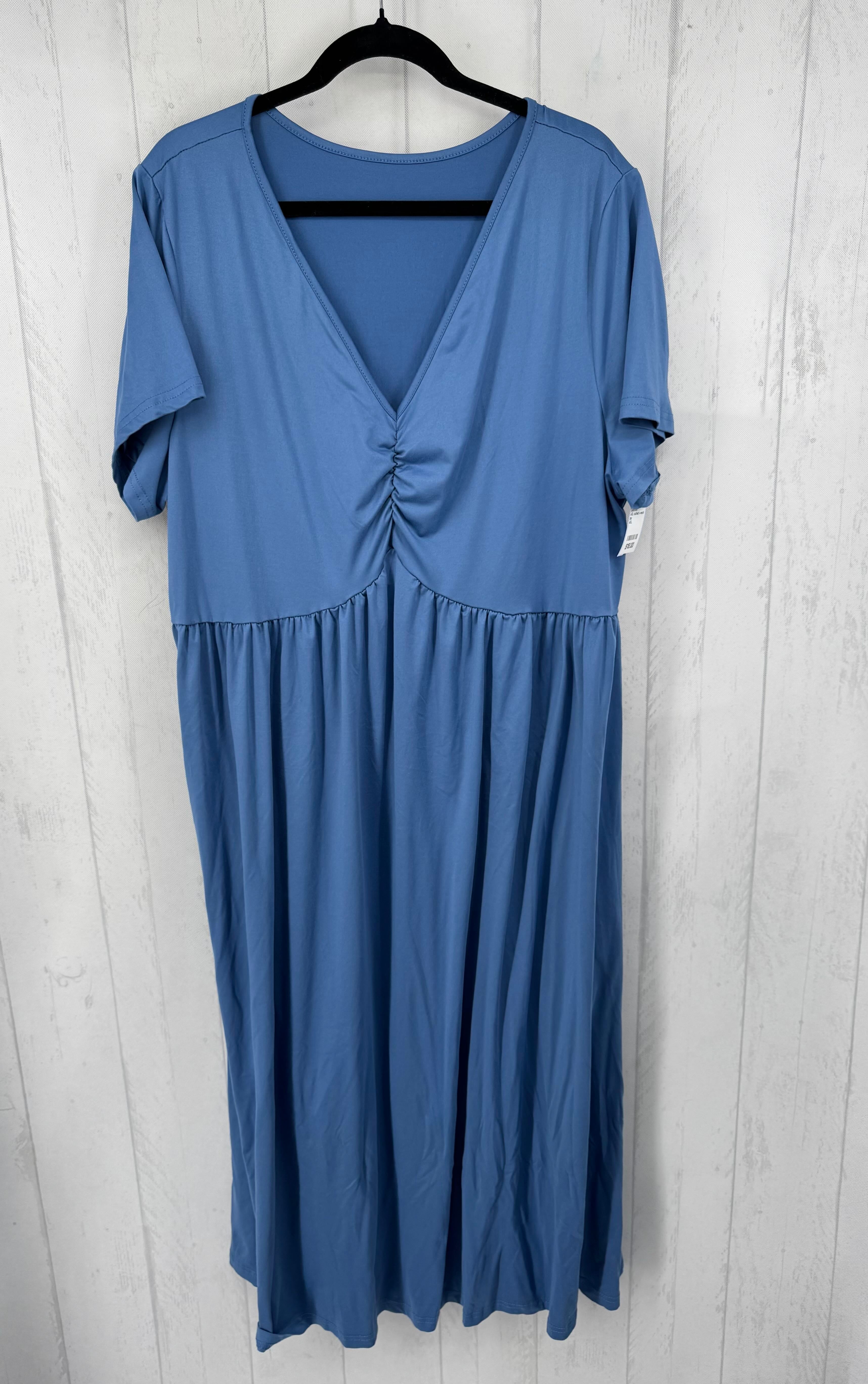 4XL ruched v-neck s/s maxi dress