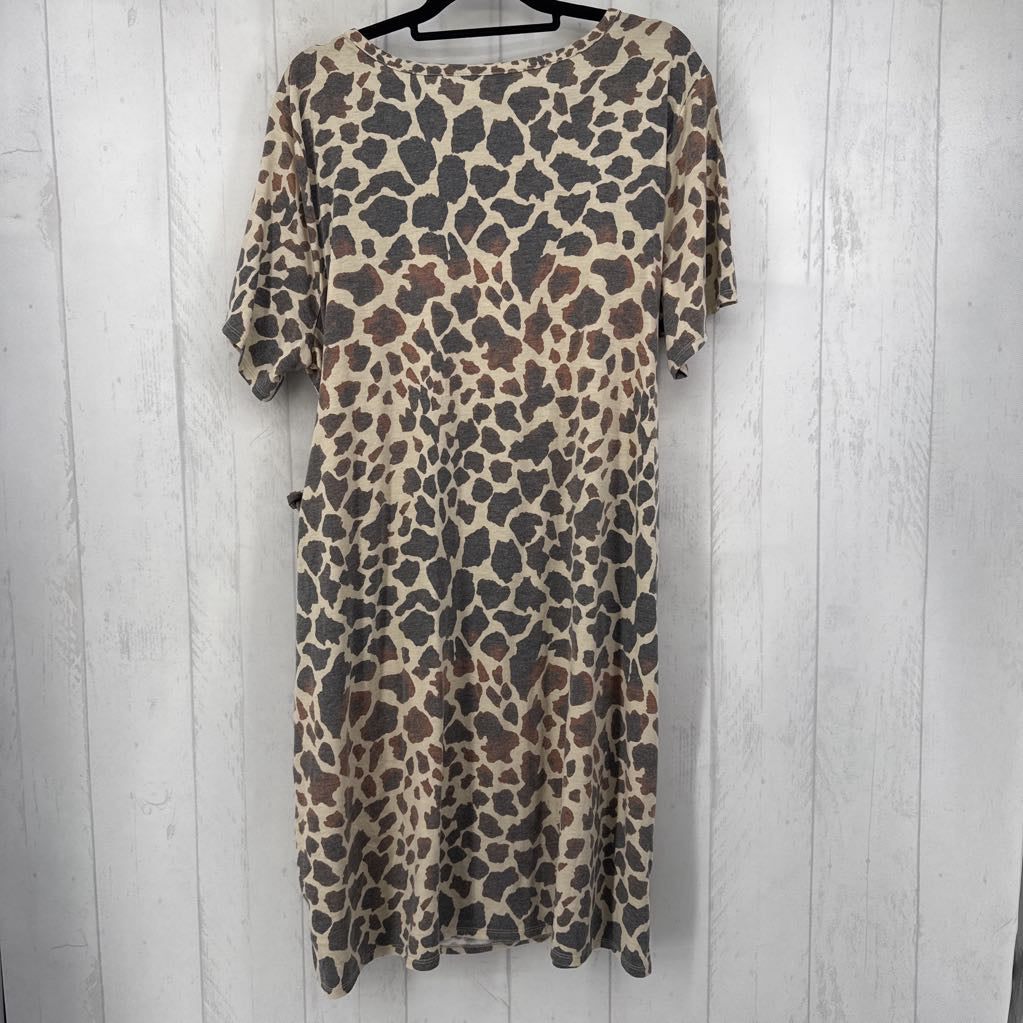 22/24 animal print side tie s/s dress