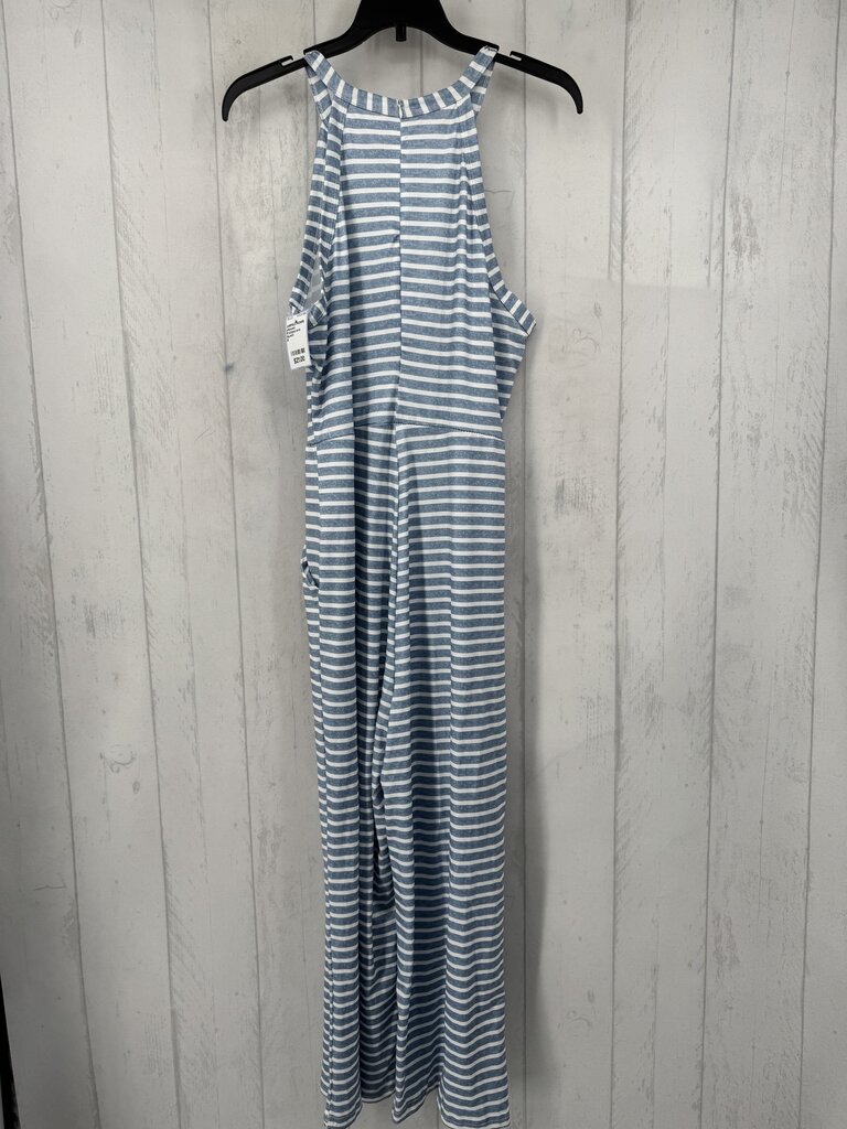 M striped slvls belted jumpsuit