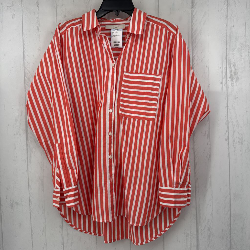S striped button down l/s top
