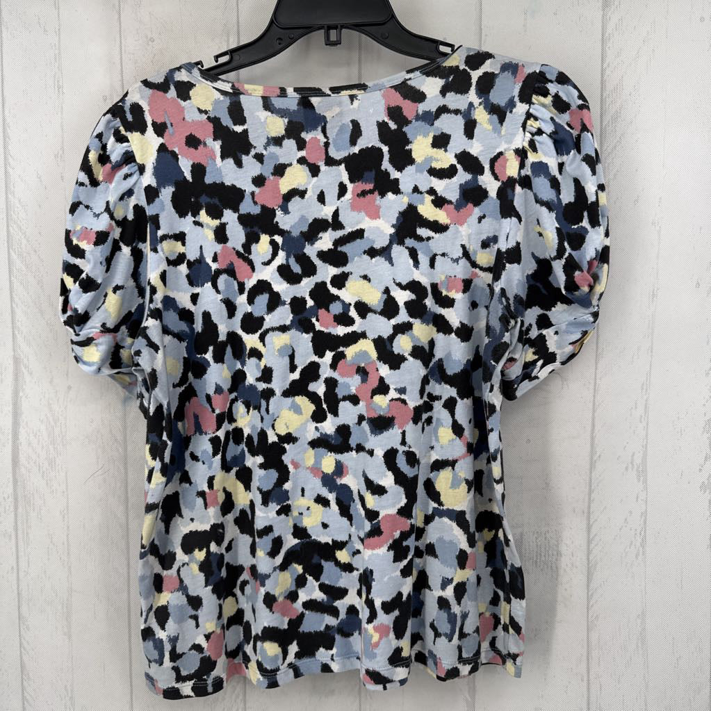 M animal print ruched slv tee s/s