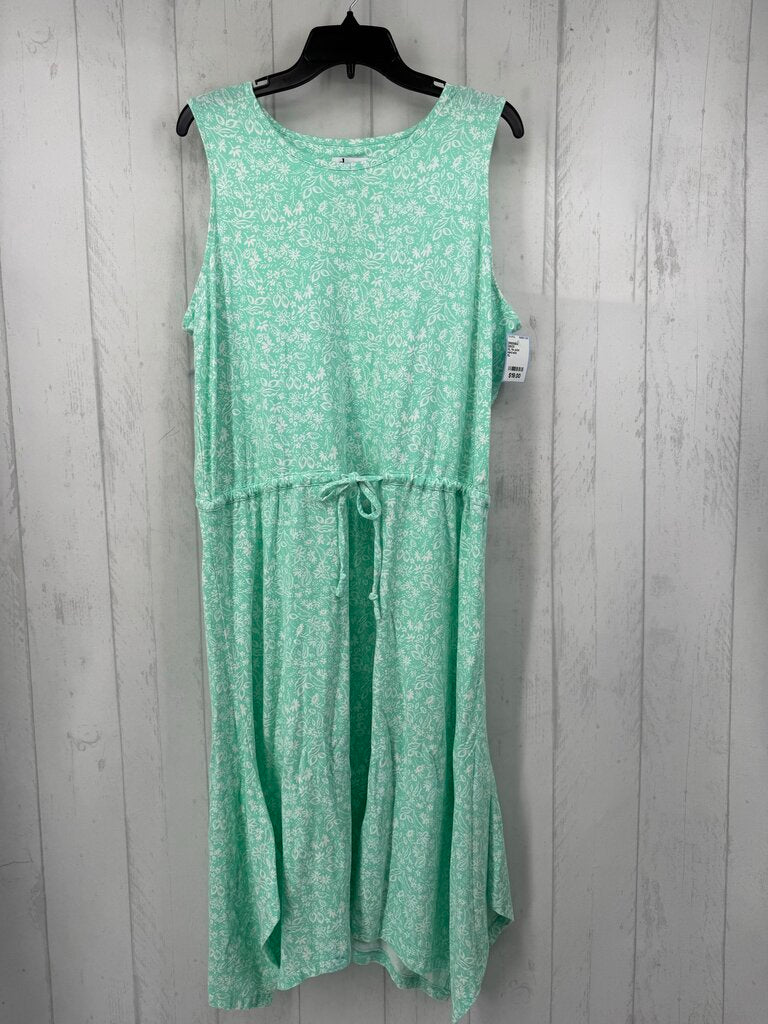 XL flo print drawstring waist slvls dress