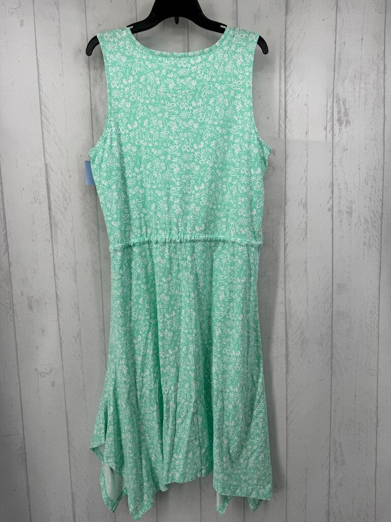 XL flo print drawstring waist slvls dress
