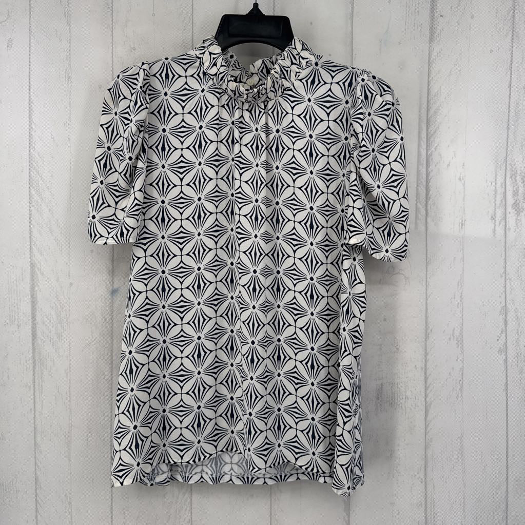 S flo print mock neck s/s top