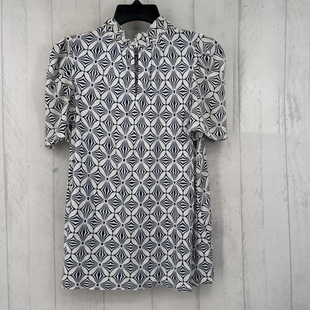 S flo print mock neck s/s top