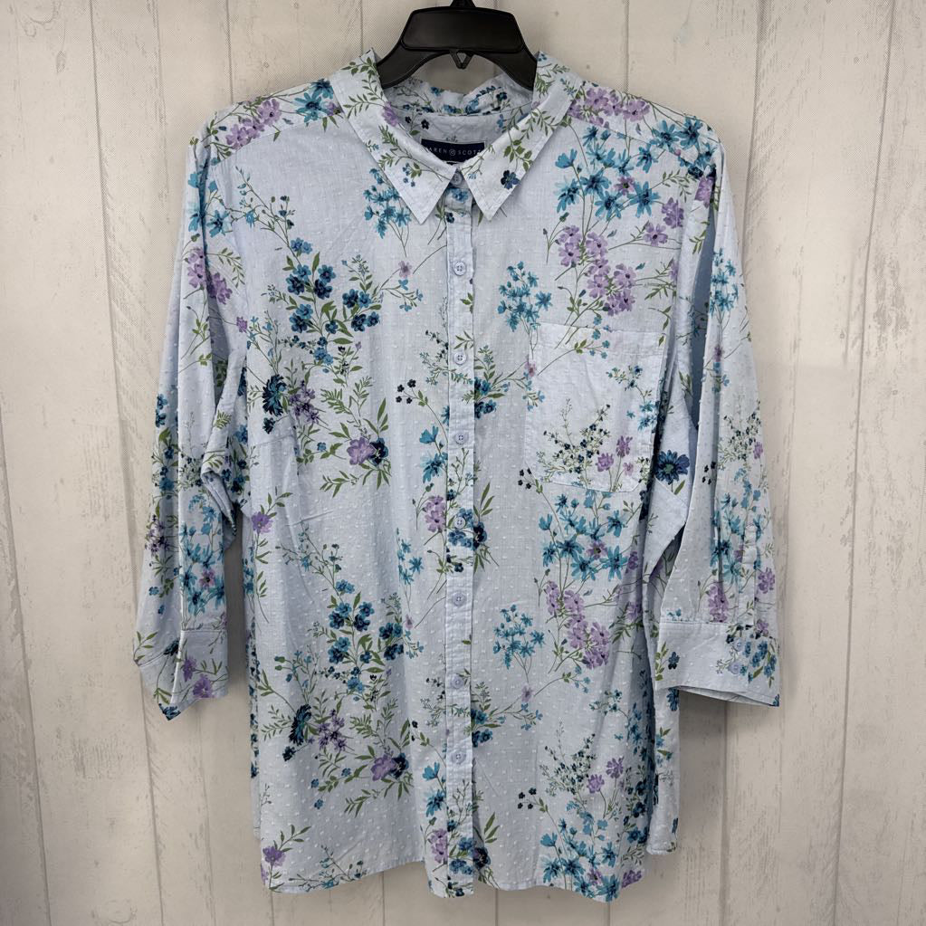R46 3x elbow slv texture flo print button shirt