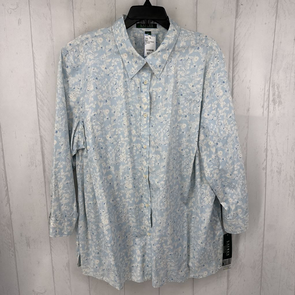 R95 3x l/s flower print button shirt