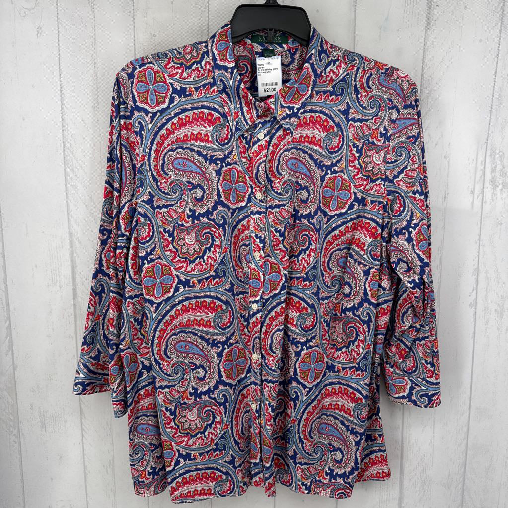 3x l/s paisley print button shirt