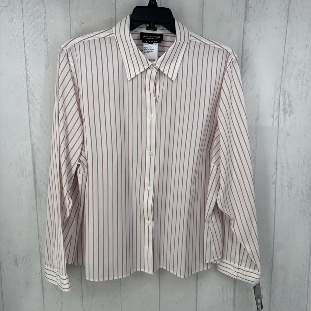 24w l/s stripe button shirt