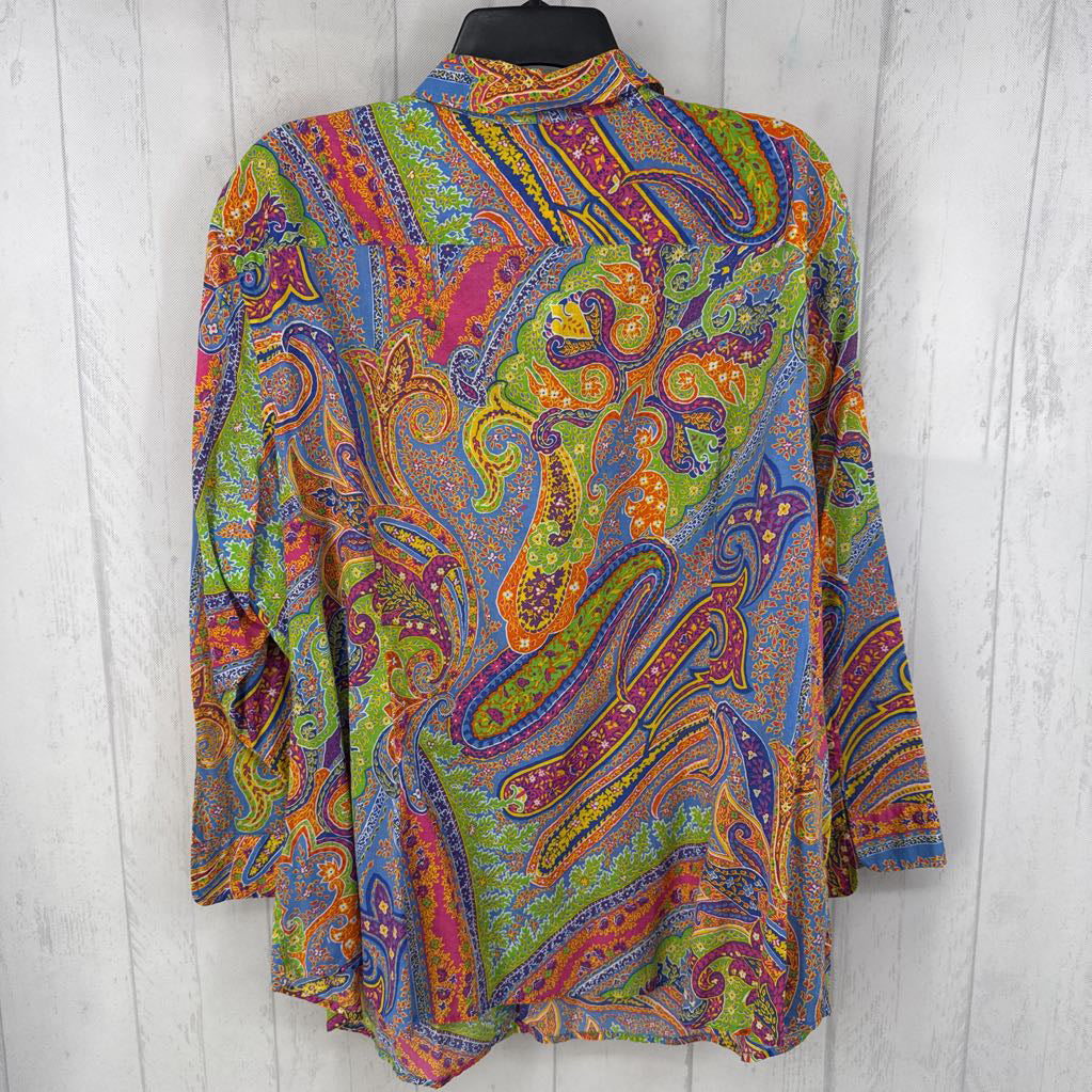 R95 2x 3/4 slv paisley print button shirt