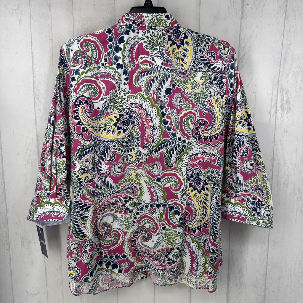 R65 3x 3/4 slv paisley print button shirt
