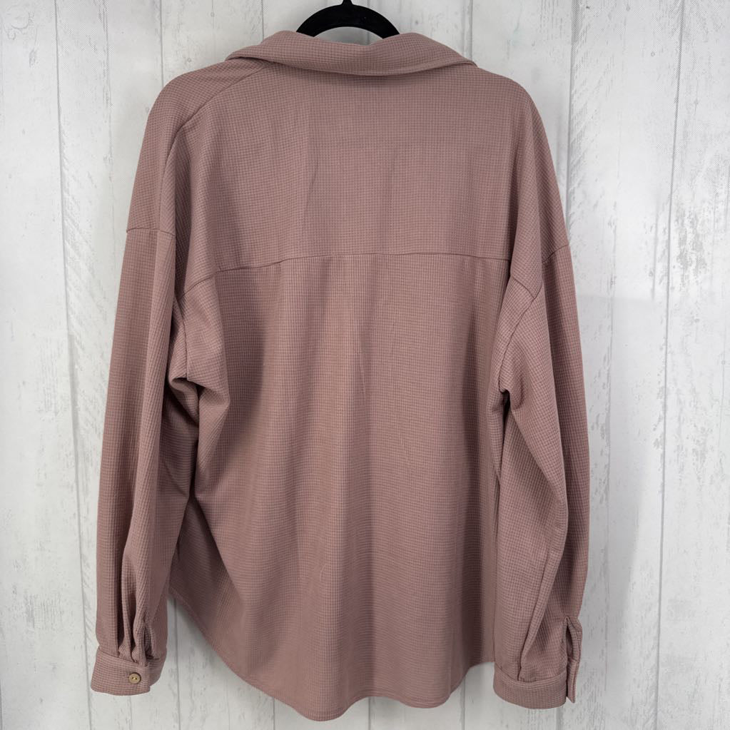 XXL waffle knit button down l/s top