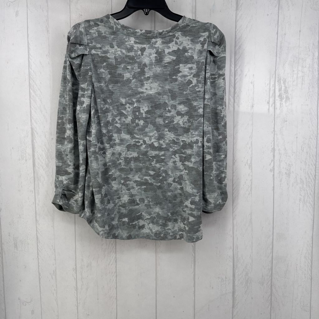 M printed pleated shoulder l/s top