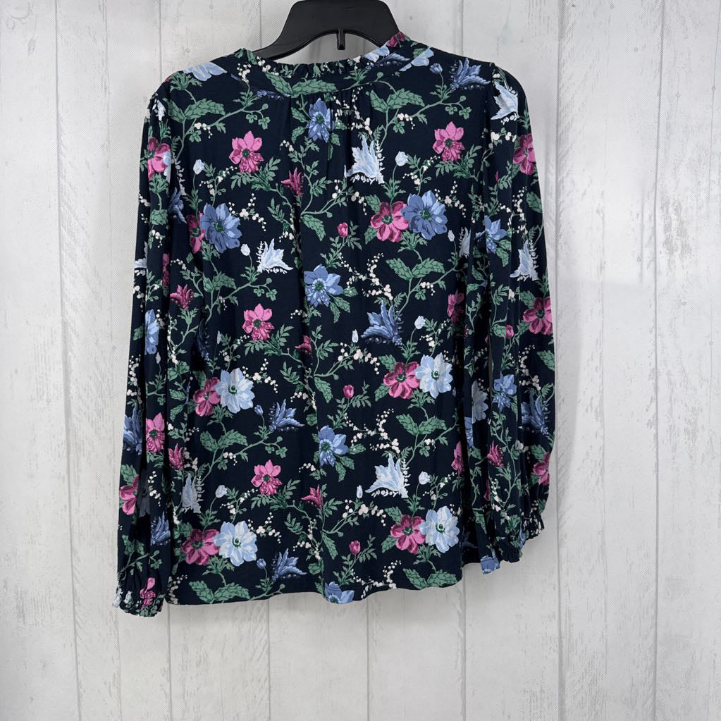 S smocked flo print l/s top