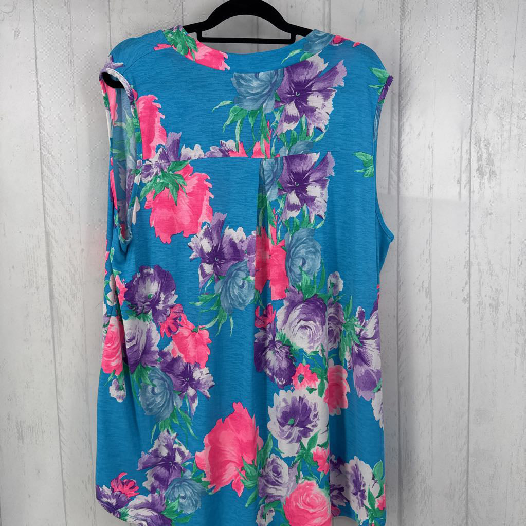 XXXL split neck flo print tank