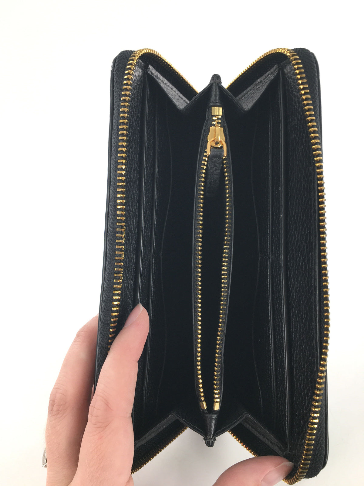 pebbled zip around wallet