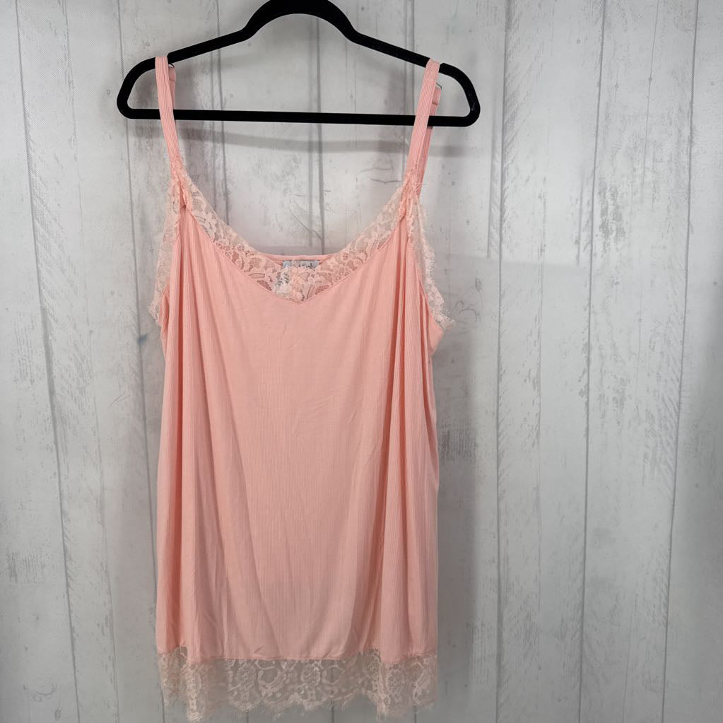 3X ribbed lace trim tank