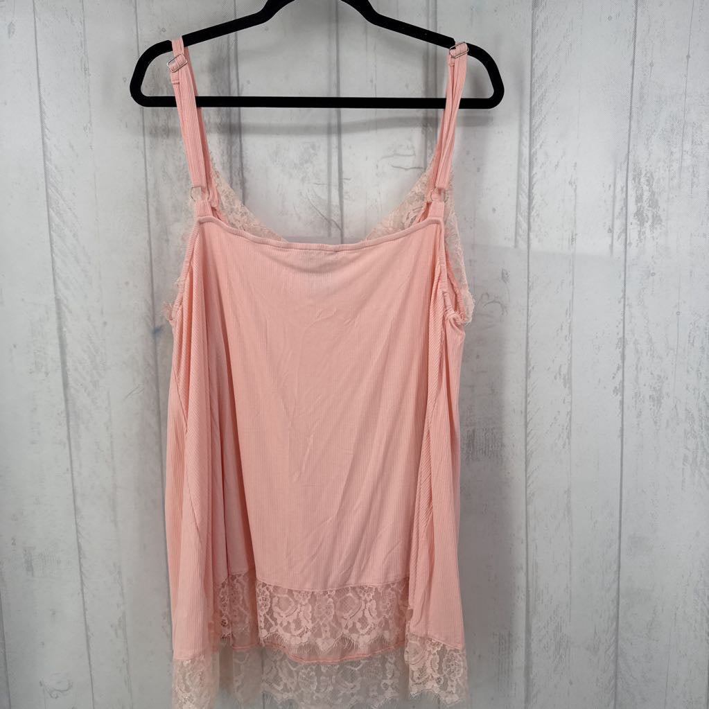 3X ribbed lace trim tank