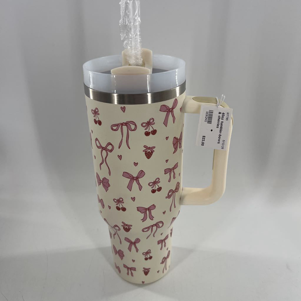 40oz tumbler-bows & cherries