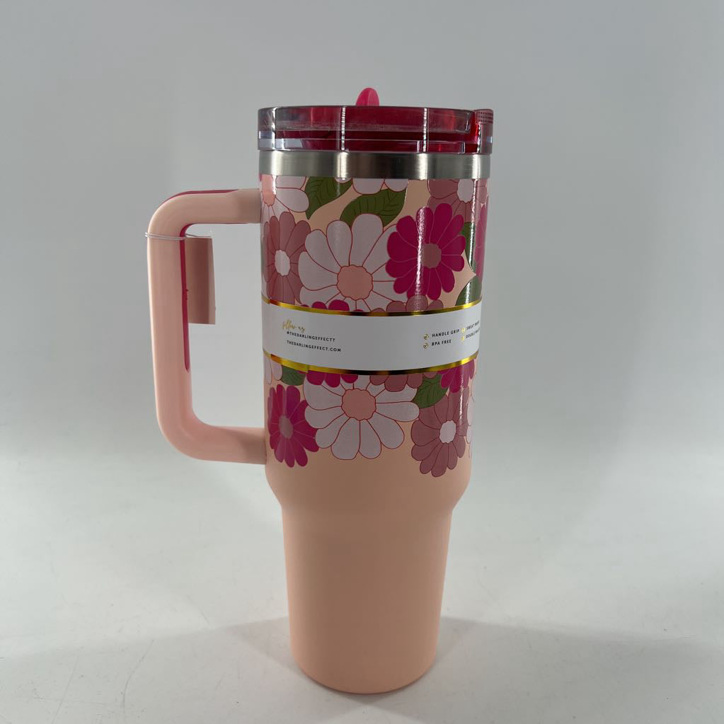 40oz tumbler-fuchsia daisies
