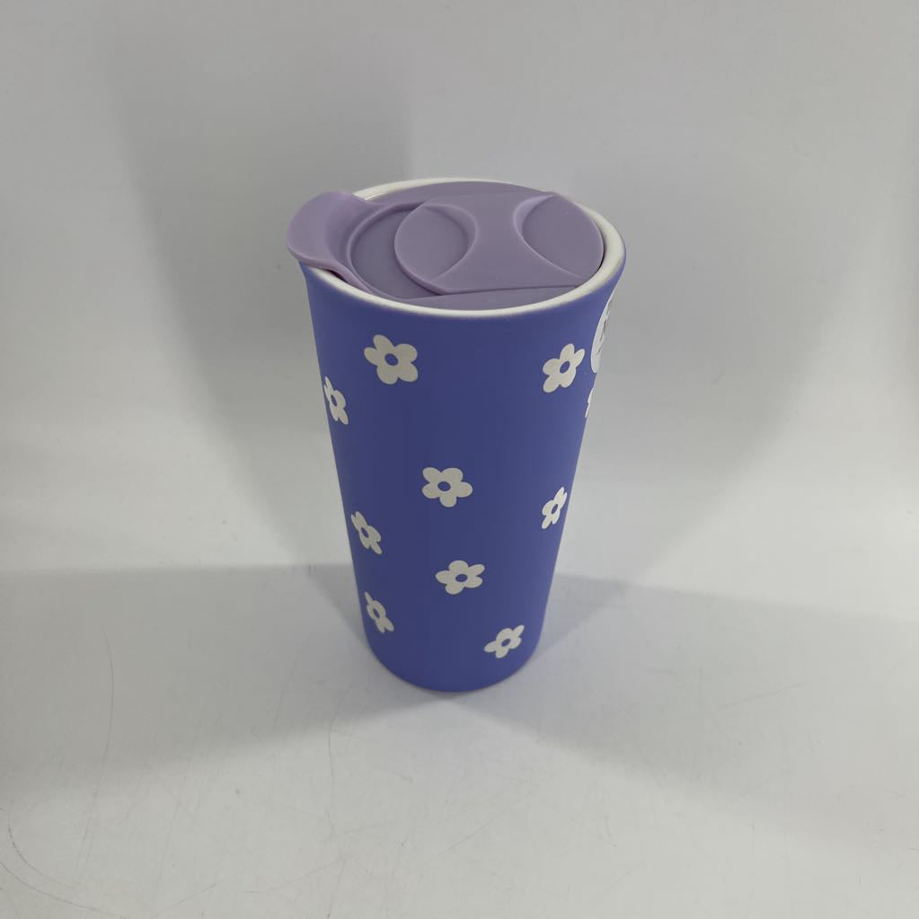 travel mug-purple daisies